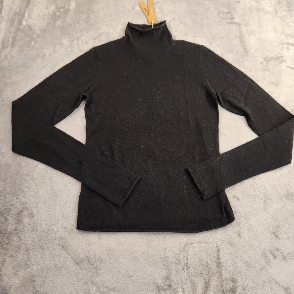 New SKIMS Sheer Cashmere Turtleneck Onyx Black XS Tag LS-LST-9917W Extra Small
